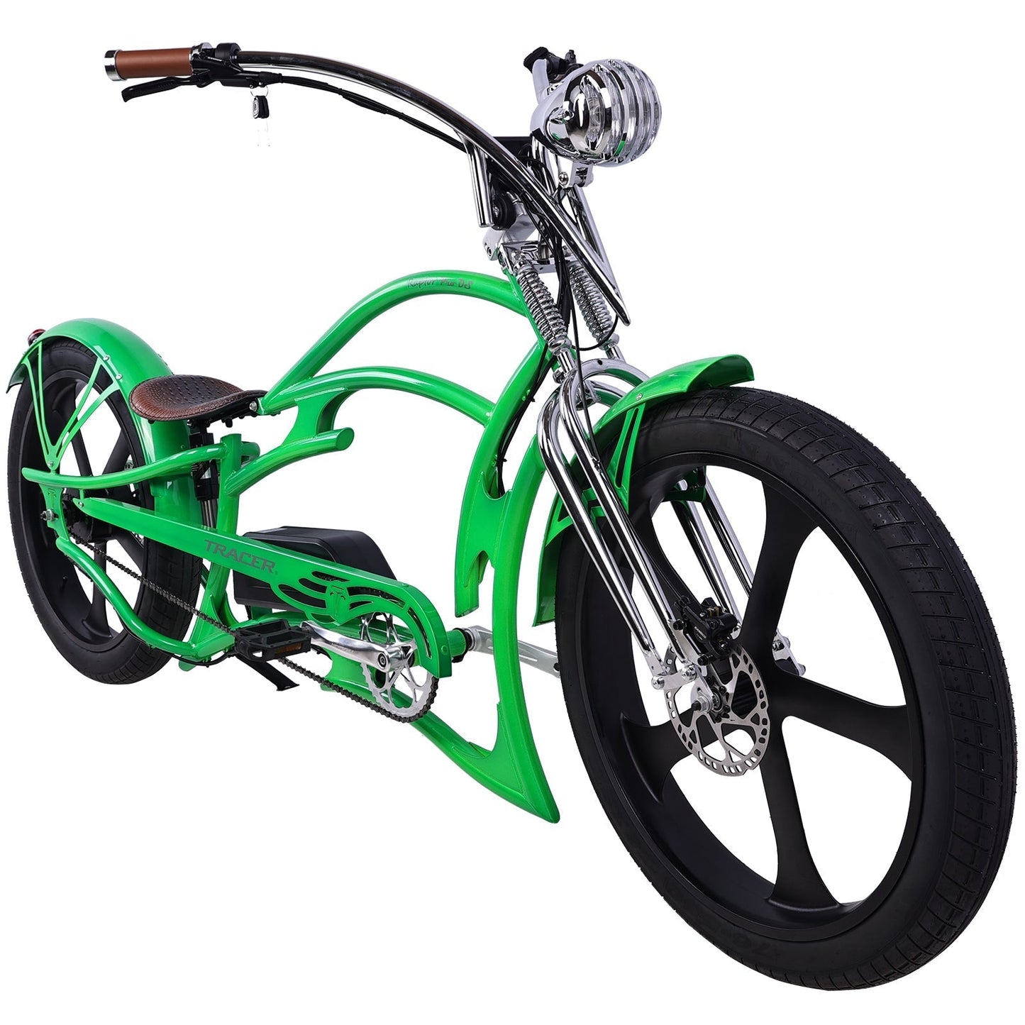 Tracer 800W 48V Raptor Pro DS Chopper Stretch Cruiser Fat Tire Electric Bike - EB-MB-RAPTOR PRO DS-WHI/WHI