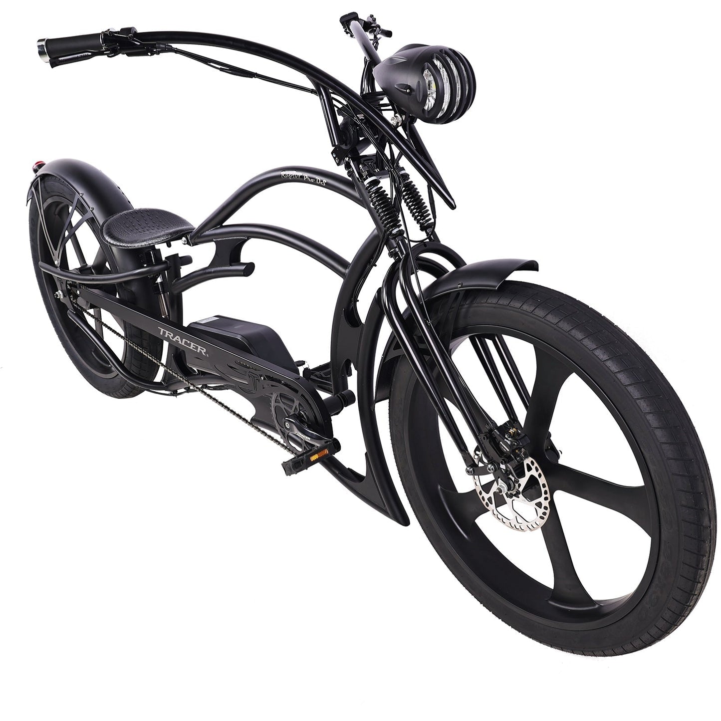 Tracer 800W 48V Raptor Pro DS Chopper Stretch Cruiser Fat Tire Electric Bike - EB-MB-RAPTOR PRO DS-WHI/WHI