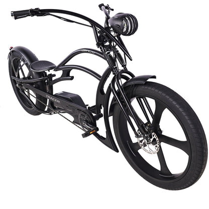 Tracer 800W 48V Raptor Pro DS Chopper Stretch Cruiser Fat Tire Electric Bike - EB-MB-RAPTOR PRO DS-WHI/WHI