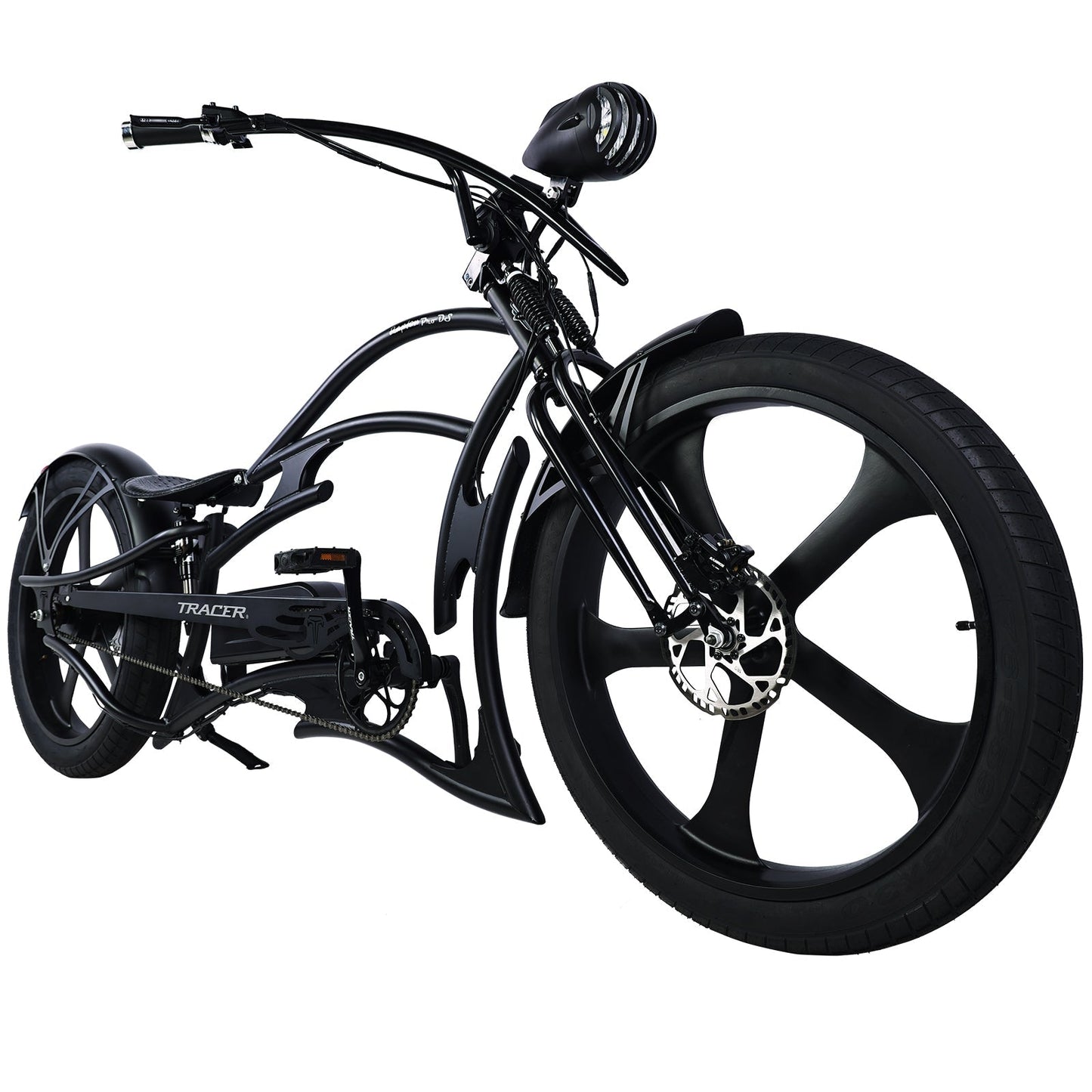 Tracer 800W 48V Raptor Pro DS Chopper Stretch Cruiser Fat Tire Electric Bike - EB-MB-RAPTOR PRO DS-WHI/WHI