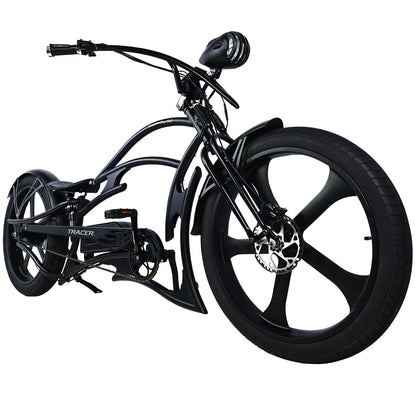 Tracer 800W 48V Raptor Pro DS Chopper Stretch Cruiser Fat Tire Electric Bike - EB-MB-RAPTOR PRO DS-WHI/WHI