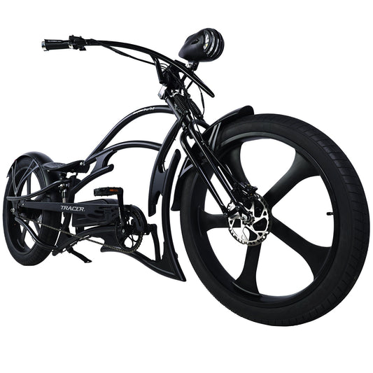 Tracer 800W 48V Raptor Pro DS Chopper Stretch Cruiser Fat Tire Electric Bike - EB-MB-RAPTOR PRO DS-WHI/WHI
