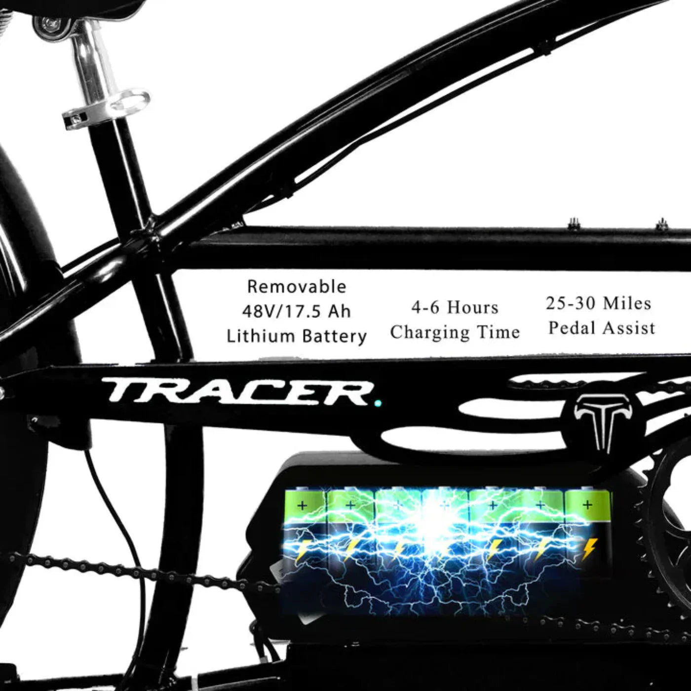 Tracer 800W Signature Pro Chopper Cruiser Electric Bike - MB-EB-Signature Pro-BK