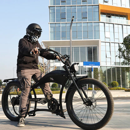 Tracer 800W Twenty5 Chopper Stretch Cruiser Electric Bike - MB-EB-T5-800-DS-BLK