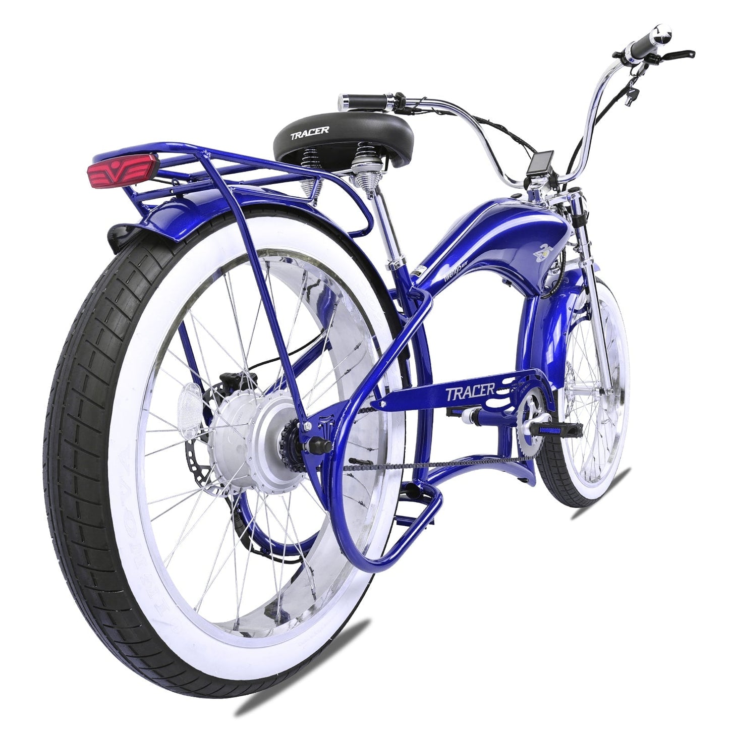 Tracer 800W Twenty5 Chopper Stretch Cruiser Electric Bike - MB-EB-T5-800-DS-BLK