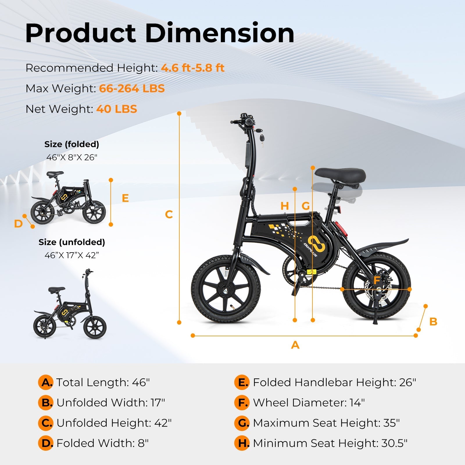 Costway Folding Electric Bike 350W 36V 15 MPH 20 Mile Range New - SP38112US