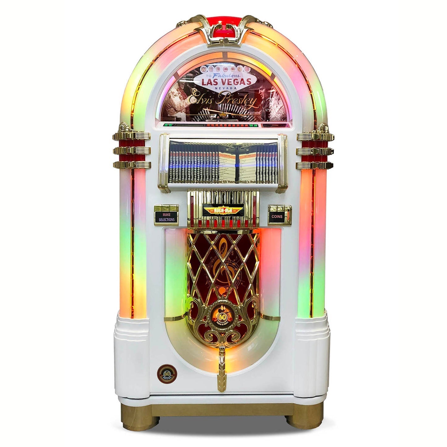 Rock-Ola Bubbler Elvis CD Jukebox in Gloss White - CD8E-GWE