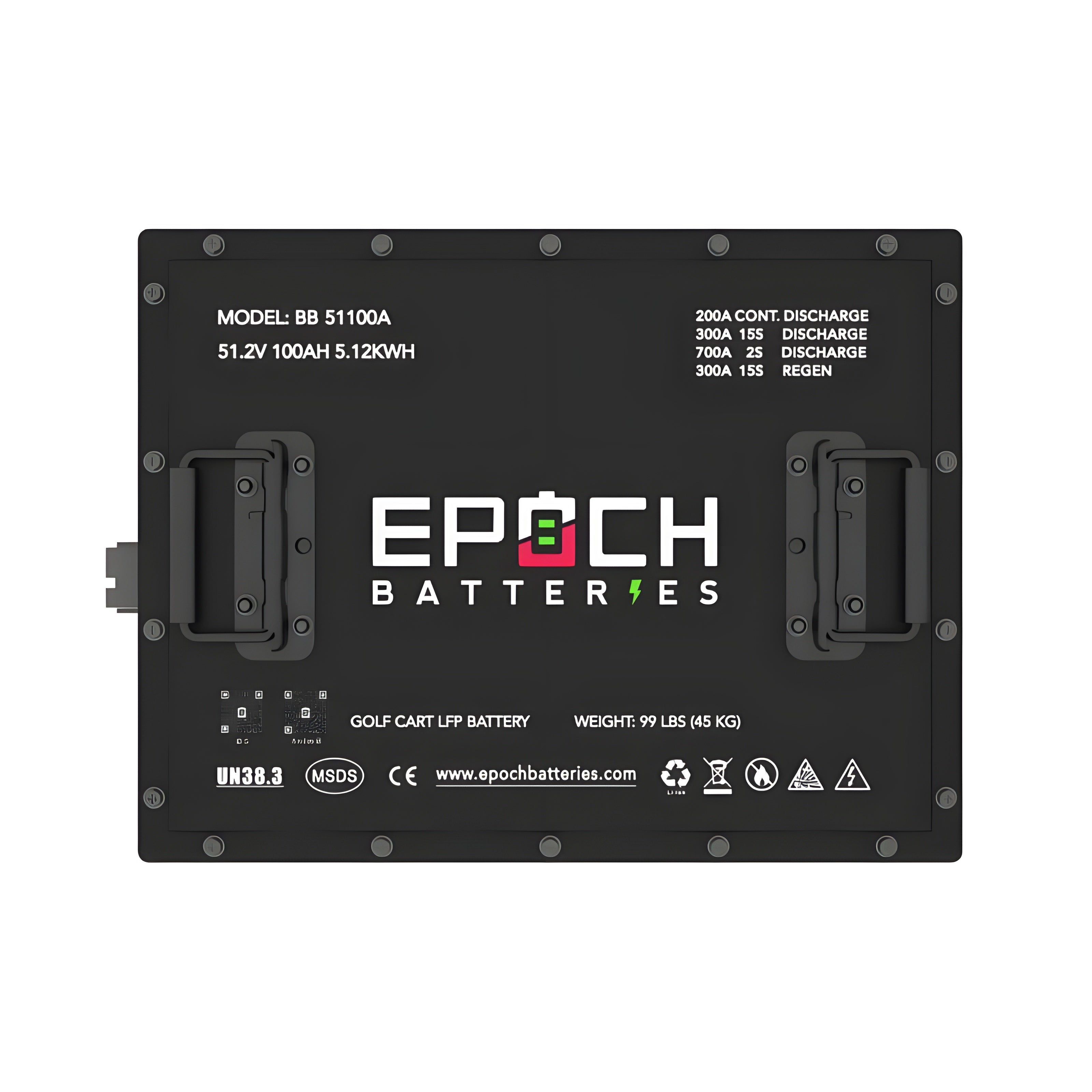 Epoch 48V 100Ah (Club Car) Lithium (LiFePO4) Golf Cart Battery - Complete Kit - BB51100A-1