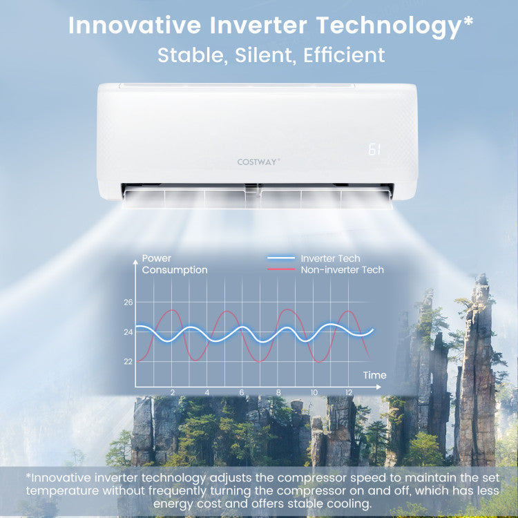 Costway Airtural Series Mini Split Air Conditioner Heater Ductless 12000 BTU 21 SEER2 208-230V Remote Control New - FP10412US-WH+