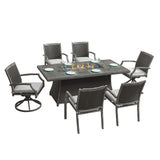 Isla 7-Piece Outdoor Fire Pit Dining Table Set for Patio