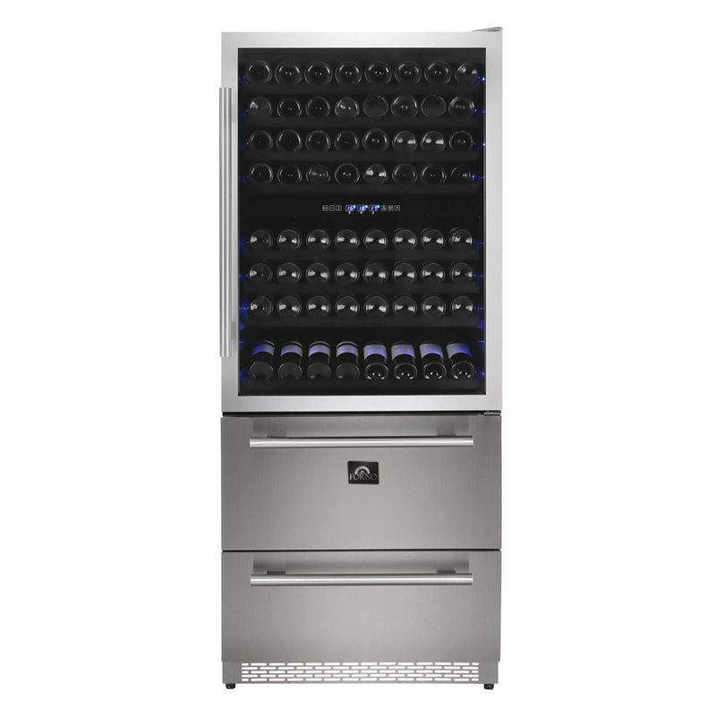 Forno 30 in. 144 Bottle & 200 Can Triple Zone Wine Cooler, FWCDR6661-30S