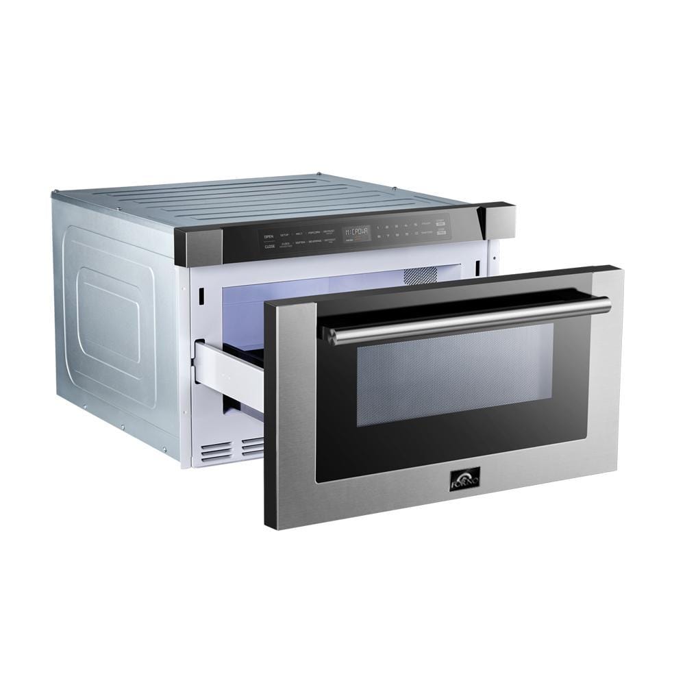 Forno Appliance Package - 30 Inch Gas Range, Wall Mount Range Hood, Microwave Drawer, Dishwasher, AP-FFSGS6275-30-W-6