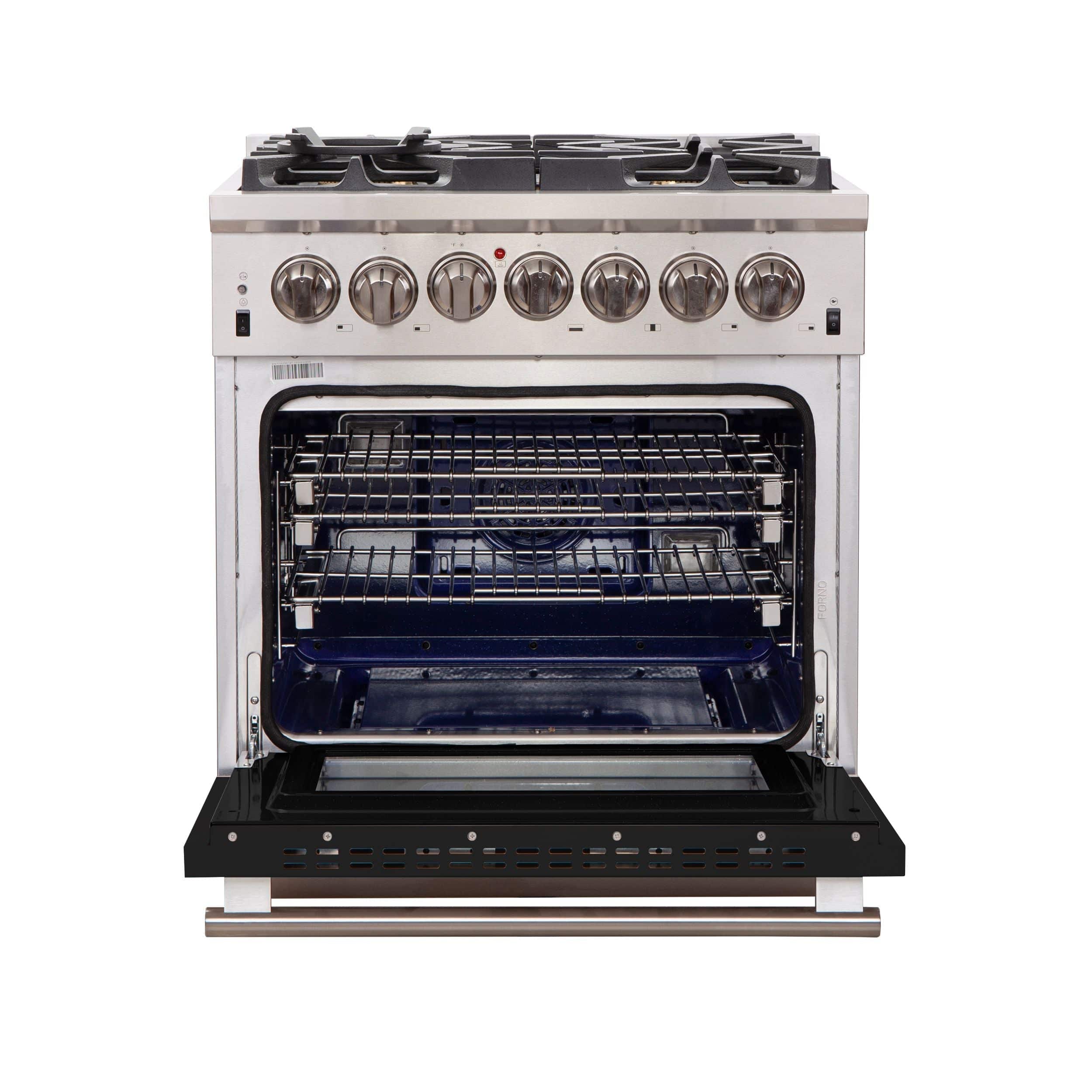 Forno 30 Inch Professional Freestanding Gas Range in Black, FFSGS6260-30BLK