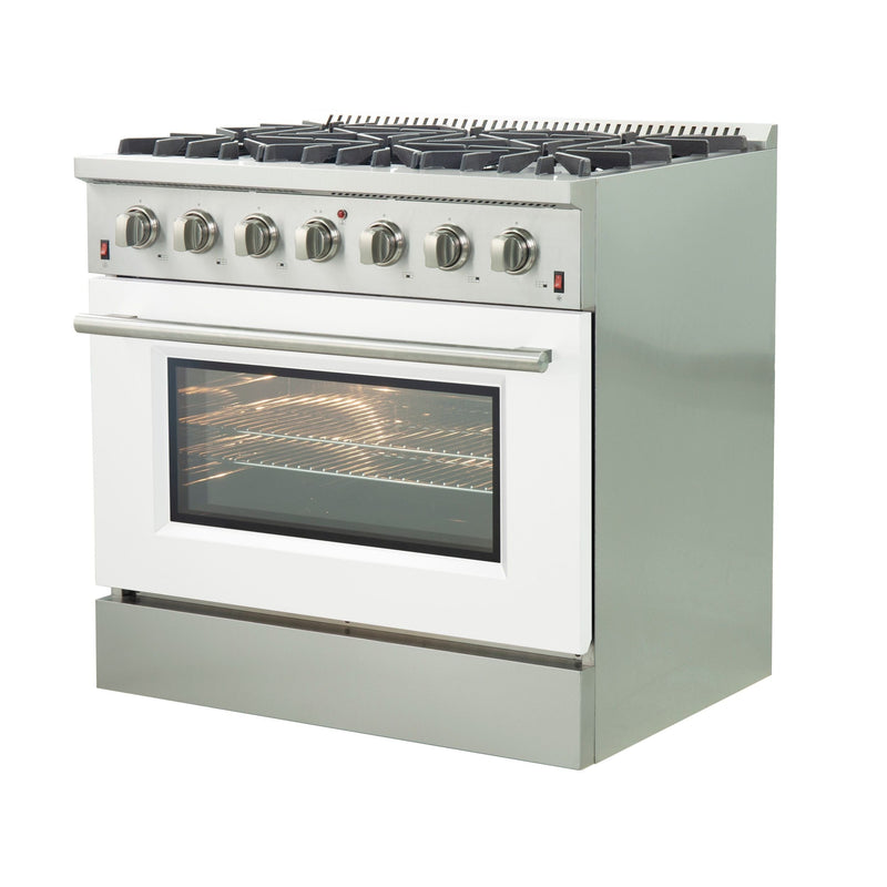 Forno 36 Inch Galiano Professional Freestanding Gas Range in White, FFSGS6244-36WHT