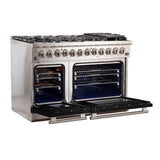 Forno 48 Inch Professional Freestanding Dual Fuel Range in Black, FFSGS6187-48BLK