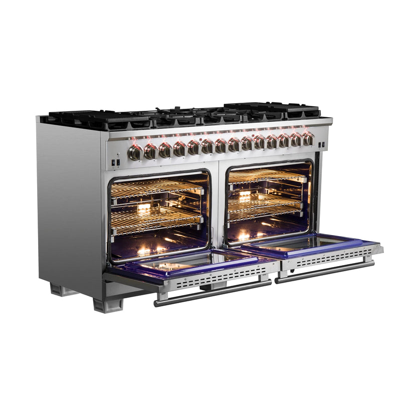 Forno 60 Inch Titanium Pro Series Capriasca Freestanding Dual Fuel Range, FFSGS6187-60