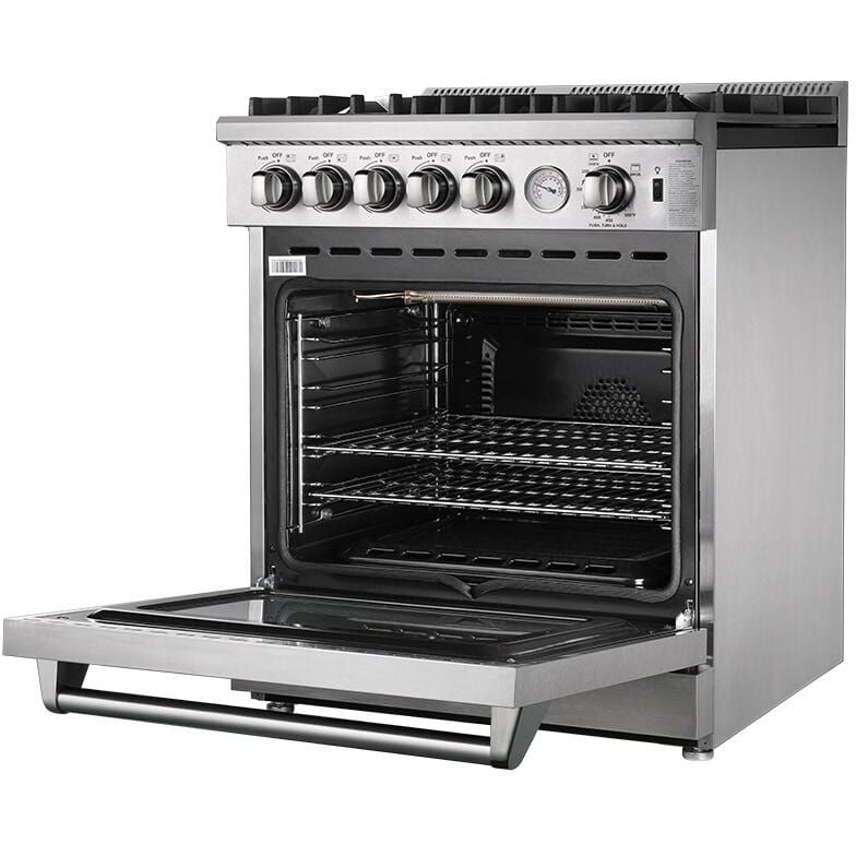 Forno Appliance Package - 30 Inch Gas Range, Wall Mount Range Hood, Microwave Drawer, Dishwasher, AP-FFSGS6275-30-W-6