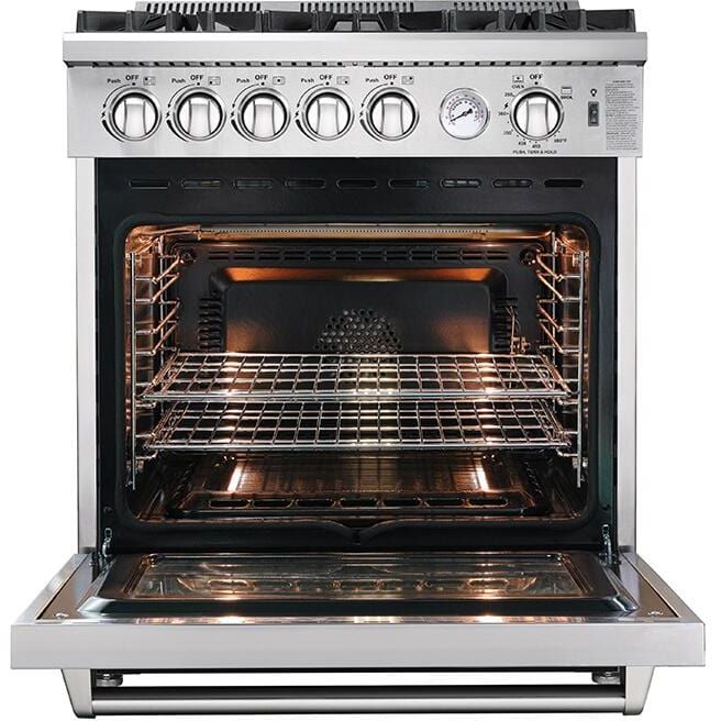 Forno Appliance Package - 30 Inch Gas Range, Wall Mount Range Hood, Microwave Drawer, Dishwasher, AP-FFSGS6275-30-W-6