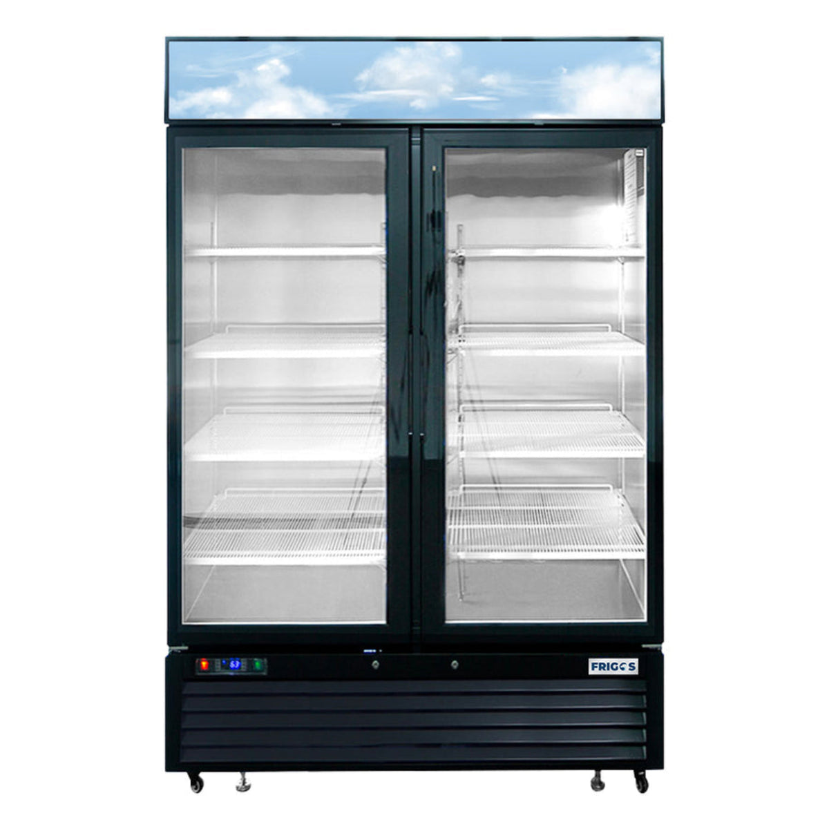 Frigos 39" Two Glass Door Black Steel Exterior Freezer Merchandiser 29 Cu. Ft. - FGA-MGDF-2D-40