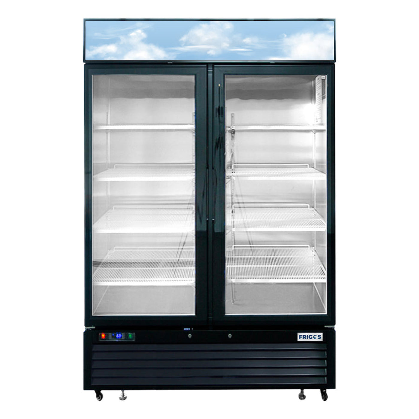 Frigos 39" Two Glass Door Black Steel Exterior Freezer Merchandiser 29 Cu. Ft. - FGA-MGDF-2D-40