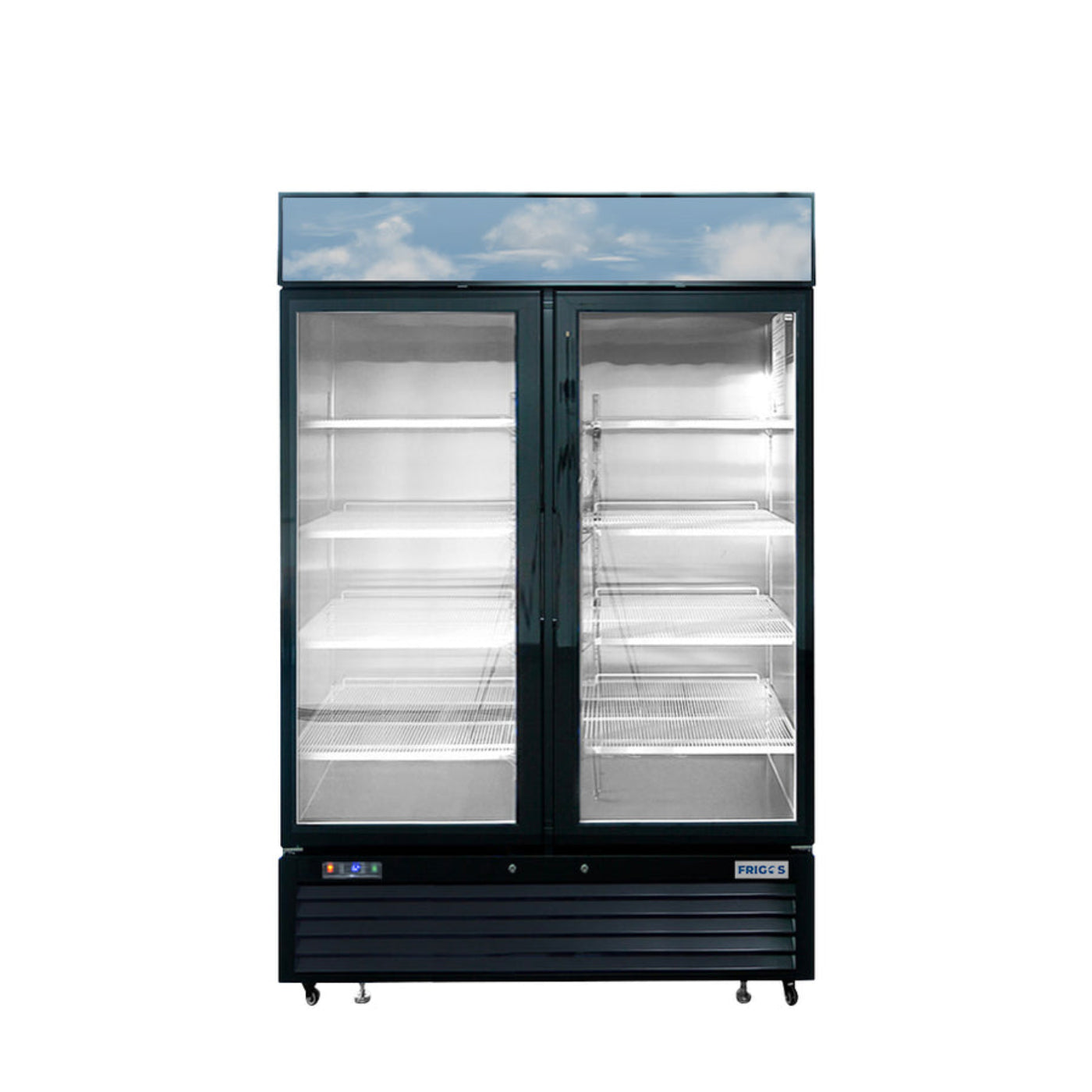 Frigos  54" Two Glass Door Black Steel Exterior Freezer Merchandiser 44 Cu. Ft. - FGA-MGDF-2D-54