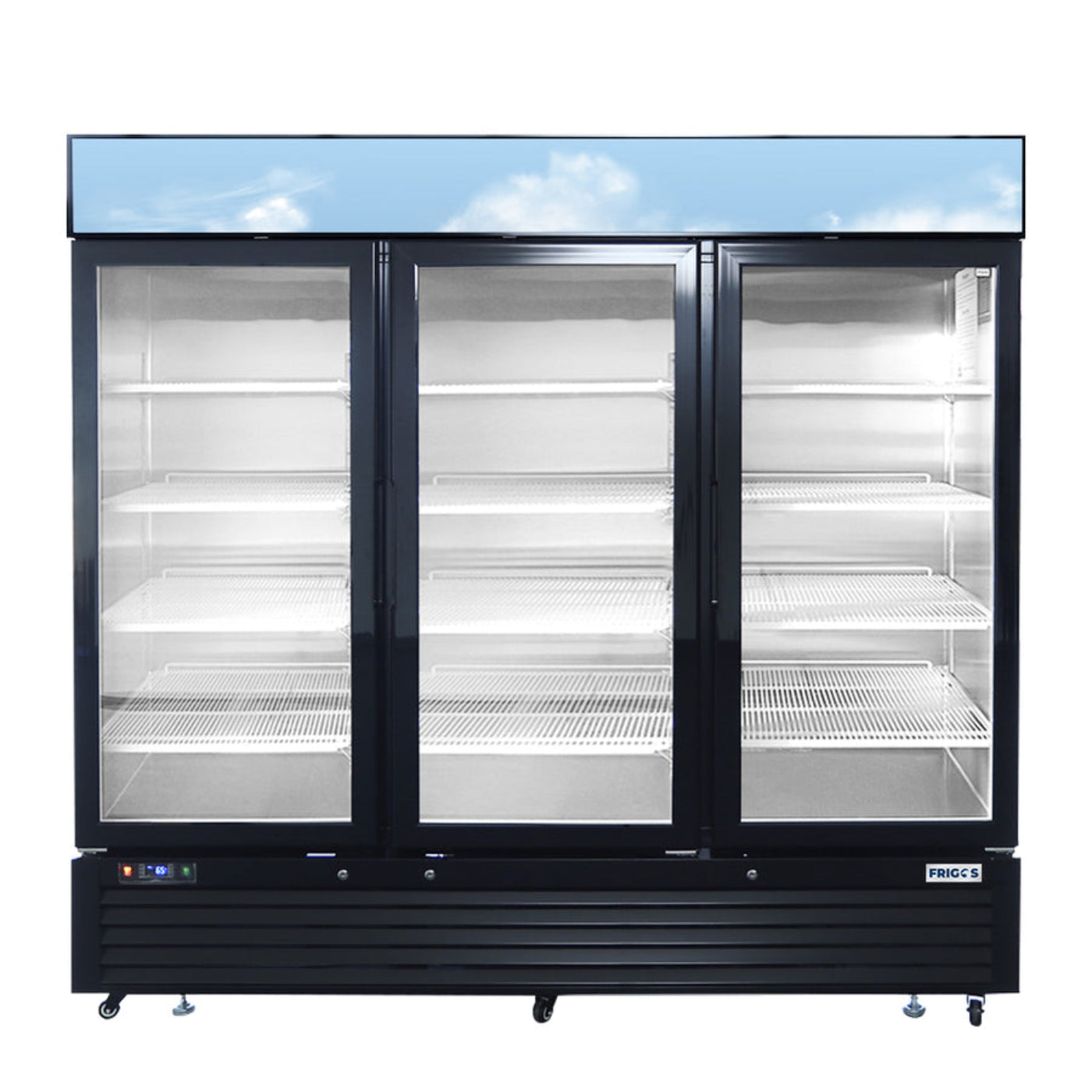Frigos  82" Three Glass Door Black Steel Exterior Freezer Merchandiser 68 Cu. Ft. - FGA-MGDF-3D-82