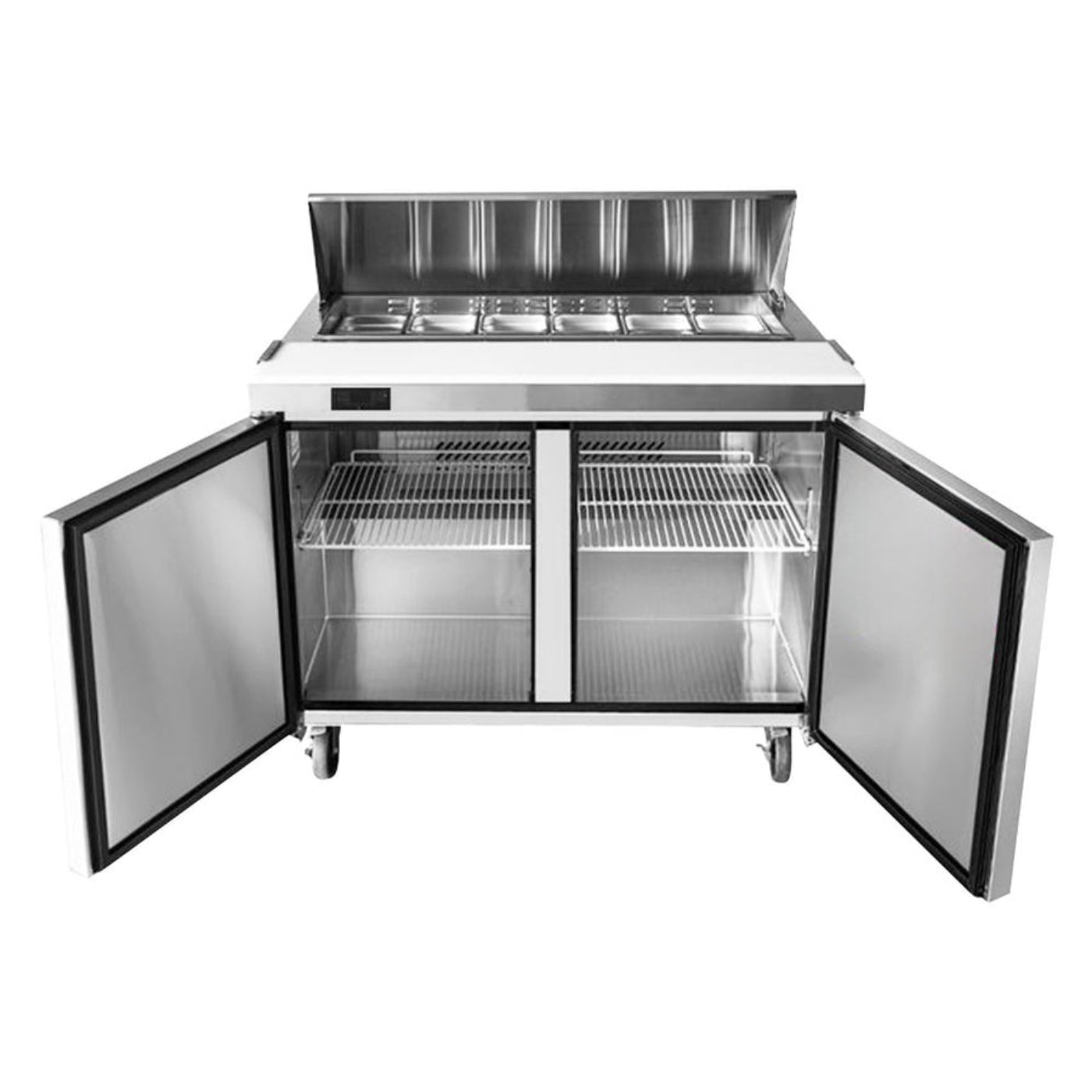 Frigos  48" Two Door Refrigerated Sandwich Prep Table (12) 1/6 size pans - FGA-SPT-12P-48