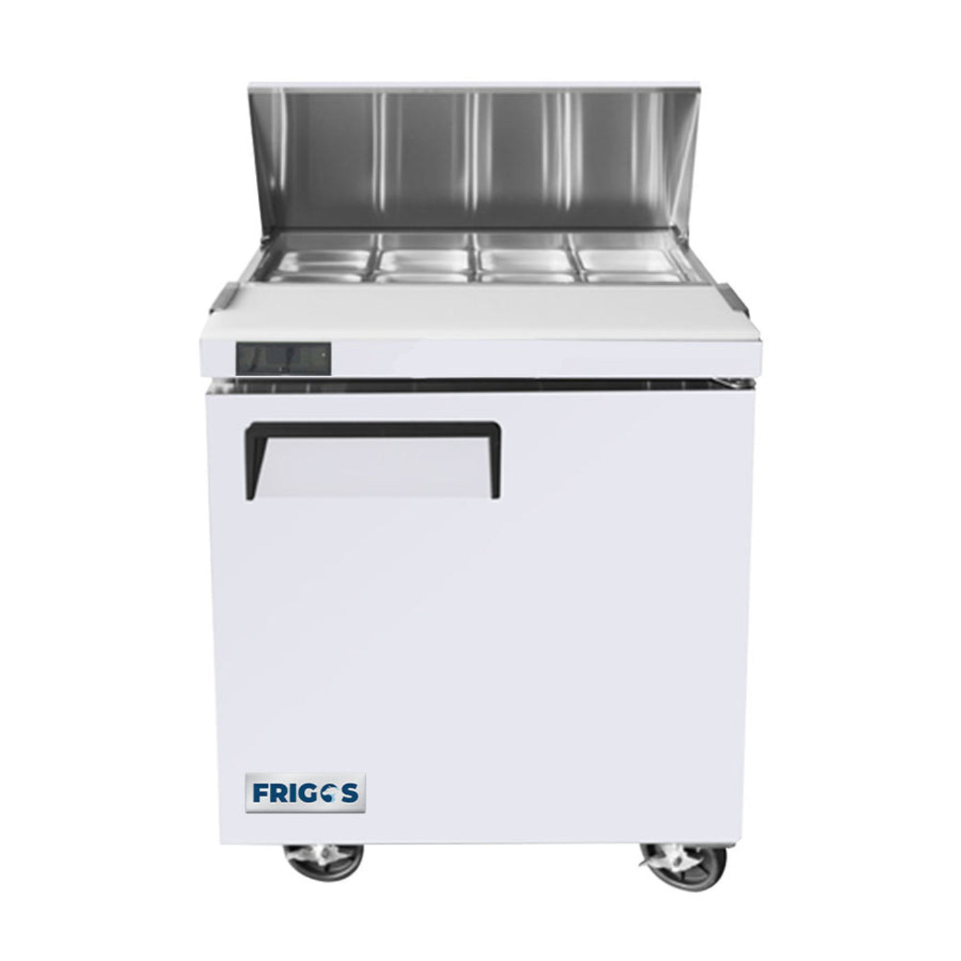Frigos 27" One Door Refrigerated Sandwich Prep Table (8) 1/6 Size Pans - FGA-SPT-8P-28