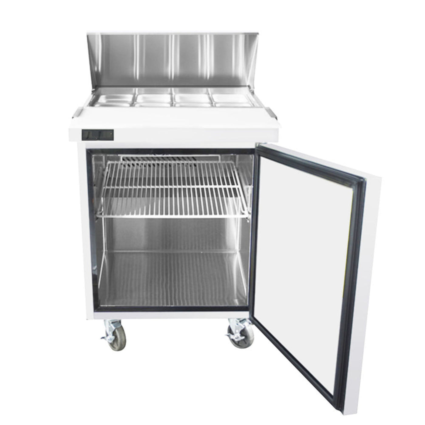 Frigos 27" One Door Refrigerated Sandwich Prep Table (8) 1/6 Size Pans - FGA-SPT-8P-28
