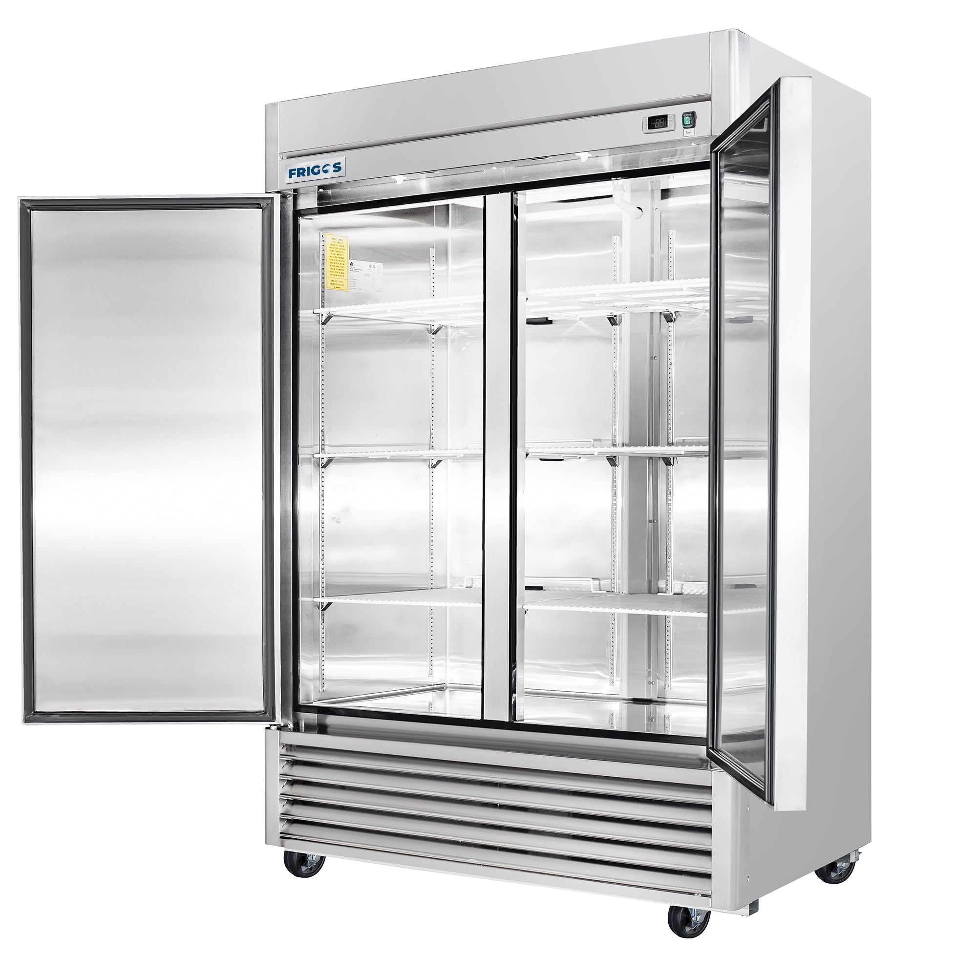 Frigos 54" Commercial Reach-In Refrigerator, 2 Solid Doors, 47 Cu Ft, Aluminum Interior, Stainless Steel Floor – FG-RF-2D
