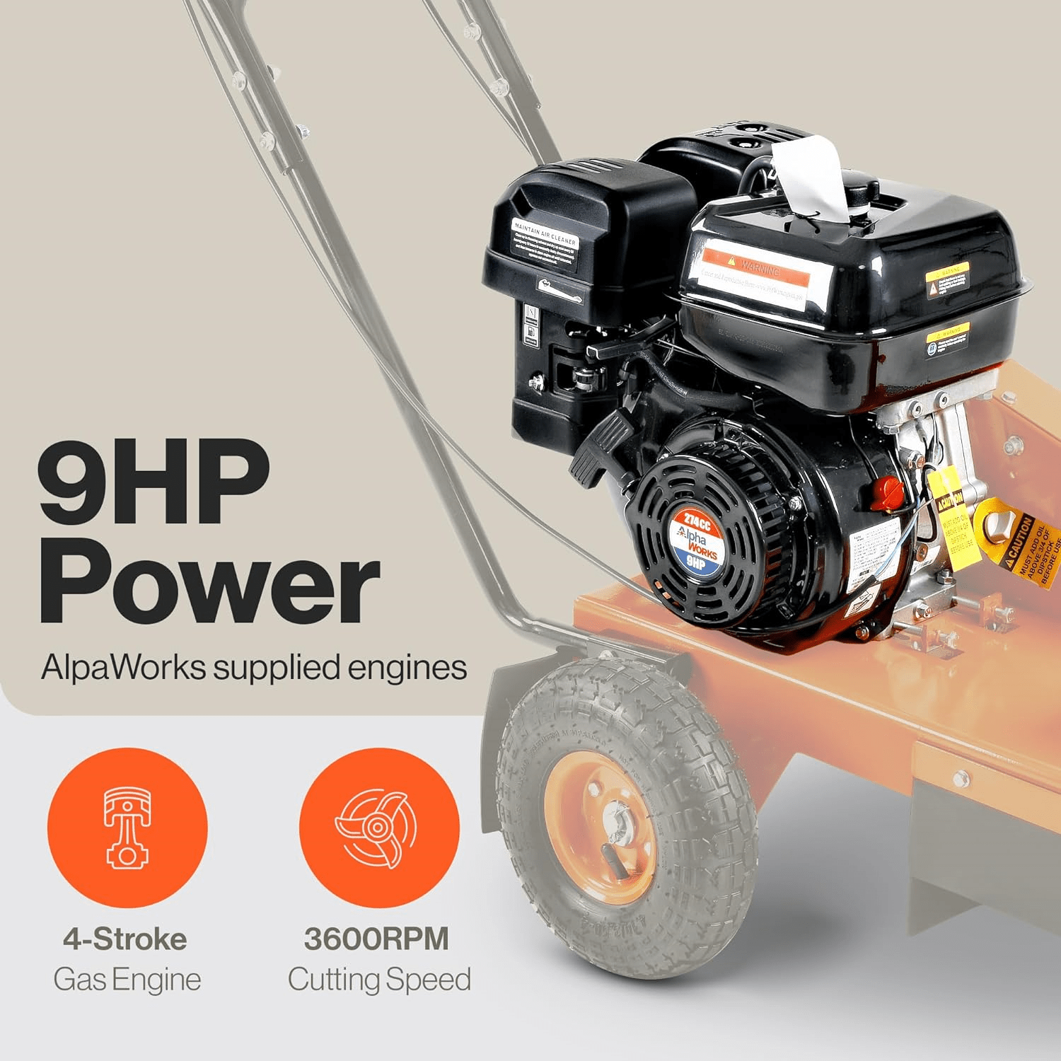 Super Handy GUO110 Stump Grinder Gas 9 HP Alphaworks Engine with 12" Blade and 6 Carbide Teeth Direct Drive New