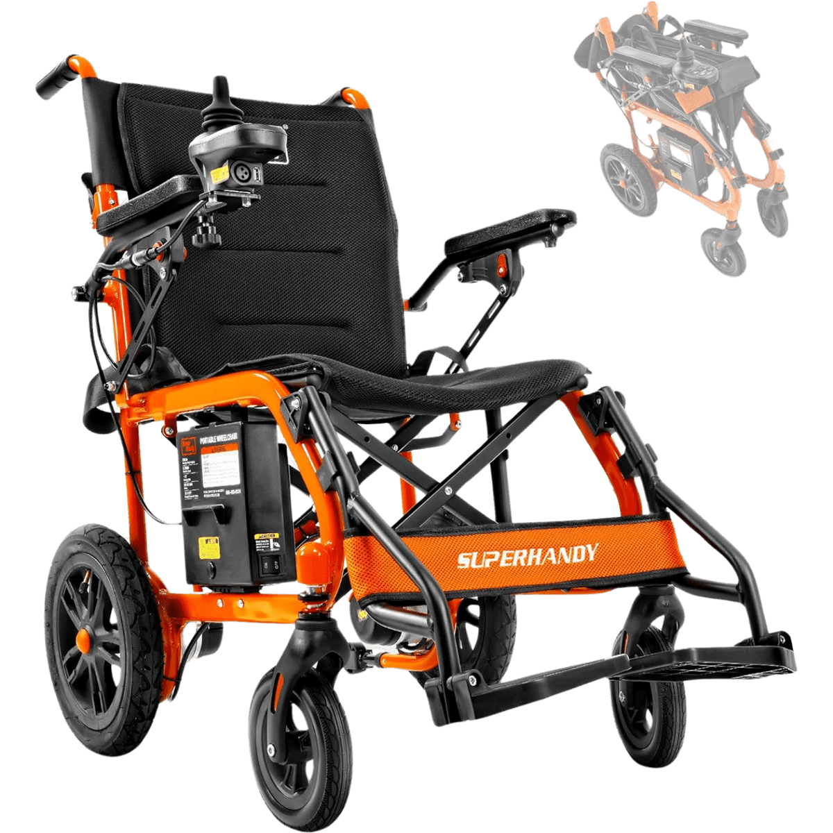 Super Handy GUT155 Foldable Electric Wheelchair 24V 6Ah 250W 3.7 MPH Max Speed 6 Mile Range New