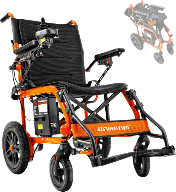 Super Handy GUT155 Foldable Electric Wheelchair 24V 6Ah 250W 3.7 MPH Max Speed 6 Mile Range New