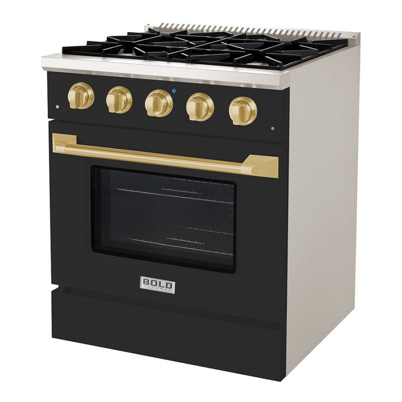 Hallman BOLD 30" 4.2 Cu.Ft. 4 Burner Freestanding Dual Fuel Range and Electric Oven - HBRDF30