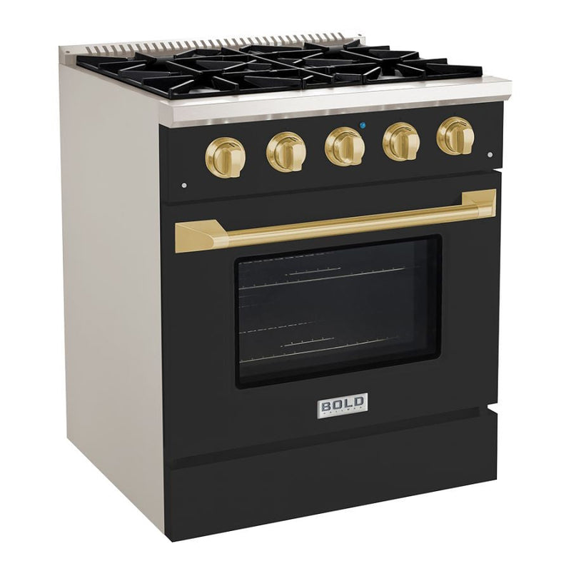 Hallman BOLD 30" 4.2 Cu.Ft. 4 Burner Freestanding Dual Fuel Range and Electric Oven - HBRDF30