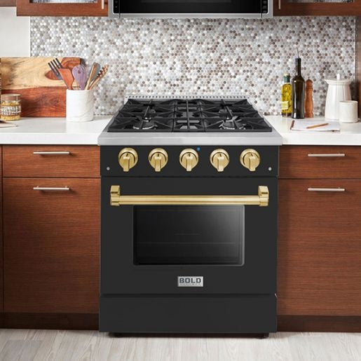 Hallman BOLD 30" 4.2 Cu.Ft. 4 Burner Freestanding Dual Fuel Range and Electric Oven - HBRDF30