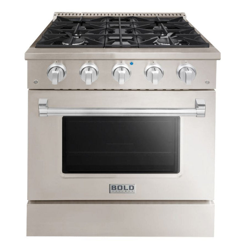 Hallman BOLD 30" 4.2 Cu.Ft. 4 Burner Freestanding Dual Fuel Range and Electric Oven - HBRDF30