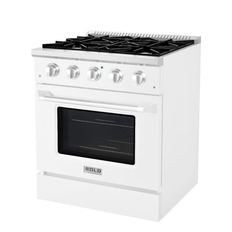 Hallman BOLD 30" 4.2 Cu.Ft. 4 Burner Freestanding Dual Fuel Range and Electric Oven - HBRDF30