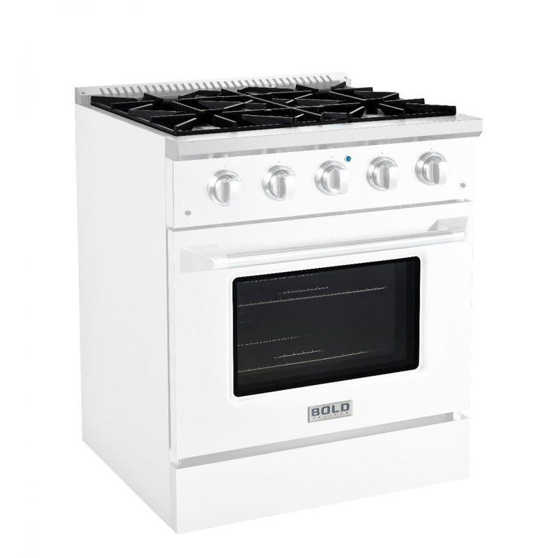 Hallman BOLD 30" 4.2 Cu.Ft. 4 Burner Freestanding Dual Fuel Range and Electric Oven - HBRDF30