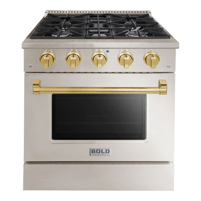 Hallman BOLD 30" 4.2 Cu.Ft. 4 Burner Freestanding All Gas Range and Gas Oven - HBRG30