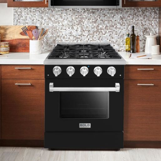 Hallman BOLD 30" 4.2 Cu.Ft. 4 Burner Freestanding All Gas Range and Gas Oven - HBRG30