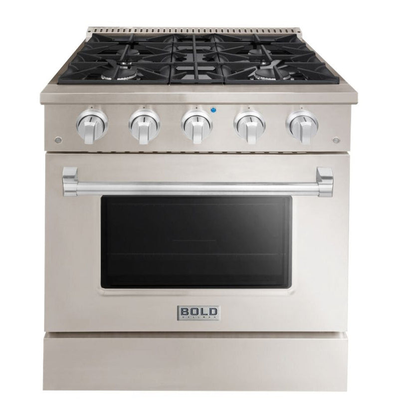 Hallman BOLD 30" 4.2 Cu.Ft. 4 Burner Freestanding All Gas Range and Gas Oven - HBRG30