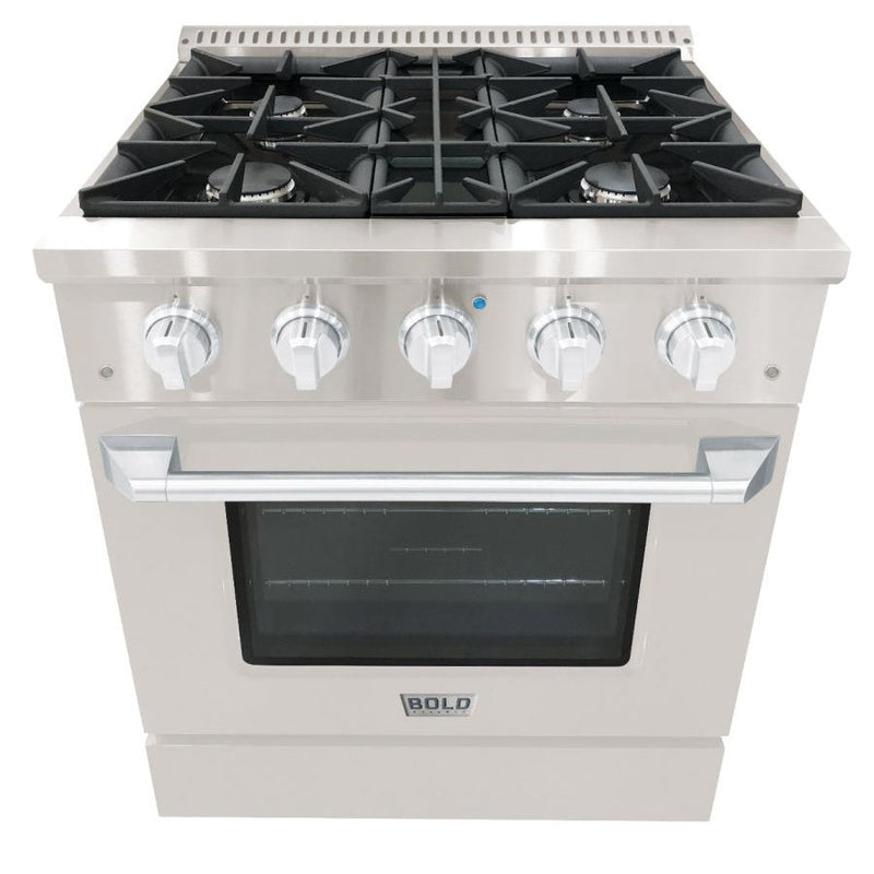 Hallman BOLD 30" 4.2 Cu.Ft. 4 Burner Freestanding All Gas Range and Gas Oven - HBRG30