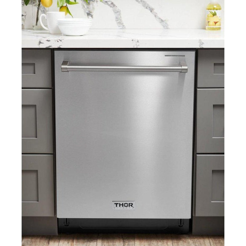 Thor Kitchen Appliance Package - 36 in. Propane Gas Range, Range Hood, Refrigerator, Dishwasher, Wine Cooler, AP-LRG3601ULP-4