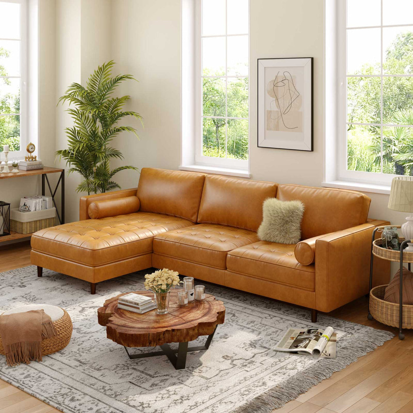 Costway 3 Seat L-Shaped Sectional Sofa Couch New - HV10180WL-BN