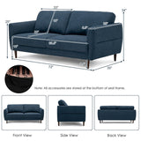 Costway Loveseat Sofa 72" Modern Upholstered Fabric Couch with Solid Wood Frame New -  Navy  HV10186WL-12NY