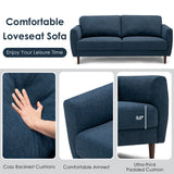 Costway Loveseat Sofa 72" Modern Upholstered Fabric Couch with Solid Wood Frame New -  Navy  HV10186WL-12NY