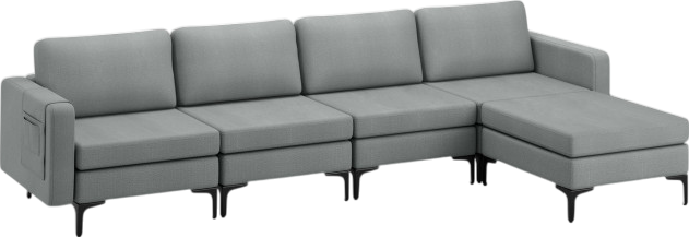 Costway Sofa Modular L-Shaped Sectional with Removable Ottoman Built-In Outlet and USB Ports New - HV10299HS-A+B+E+D