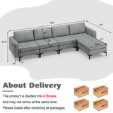 Costway Sofa Modular L-Shaped Sectional with Removable Ottoman Built-In Outlet and USB Ports New - HV10299HS-A+B+E+D