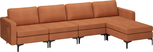 Costway Sofa Modular L-Shaped Sectional with Removable Ottoman Built-In Outlet and USB Ports New - HV10299HS-A+B+E+D